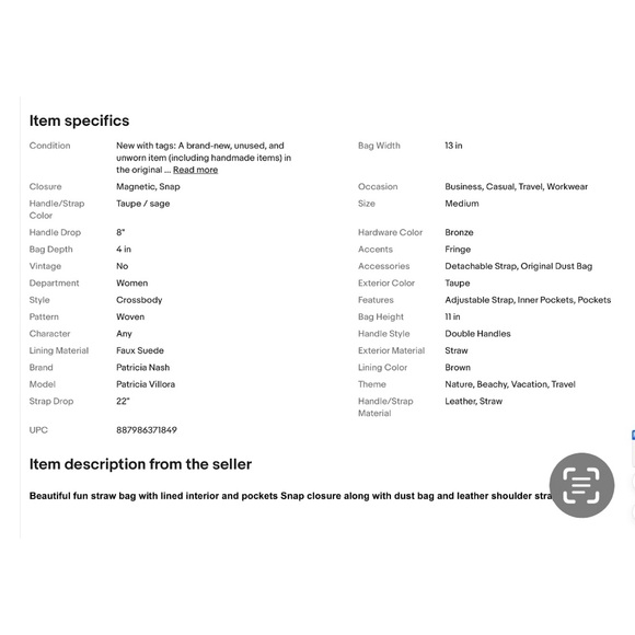 Patricia Nash Leather Turquoise Blue and Tan Straw Woven Tote - Picture 9 of 11